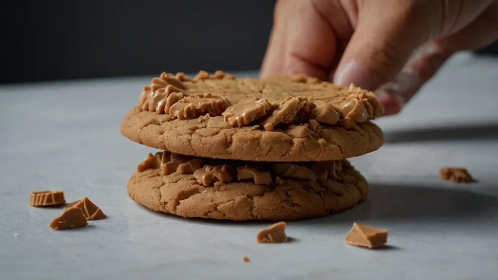 Crispy Biscoff cookies arranged in a neat pile, showcasing their unique caramelized texture and rich, golden color